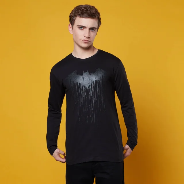 Batman Dripping Logo Long Sleeved T-Shirt - Black