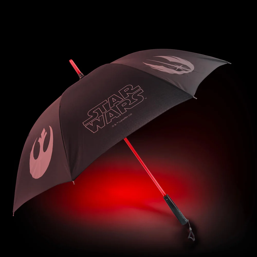Star Wars Official Light up Lightsaber Umbrella with Torch Handle - Dark Side (Red) - Zavvi Exclusive Image 1