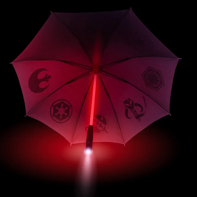 Star Wars Official Light up Lightsaber Umbrella with Torch Handle - Dark Side (Red) - Zavvi Exclusive