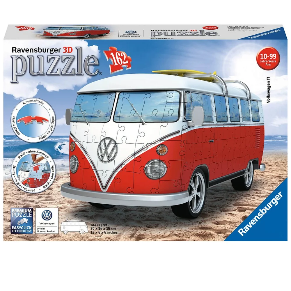 Ravensburger VW T1 Camper Van 3D Jigsaw Puzzle (162 Pieces) Image 1