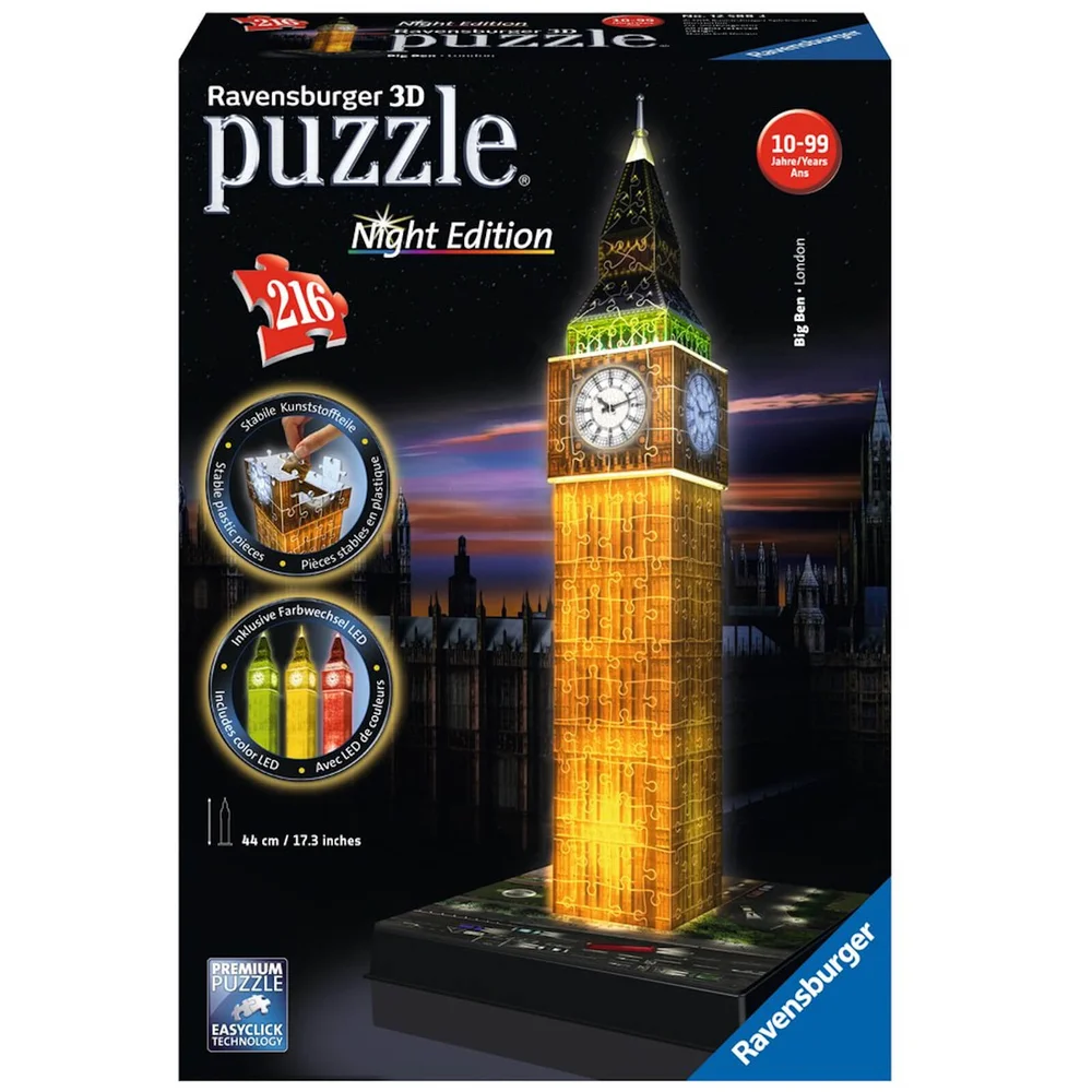 Ravensburger Big Ben Night Edition 3D Jigsaw Puzzle (216 Pieces) Image 1