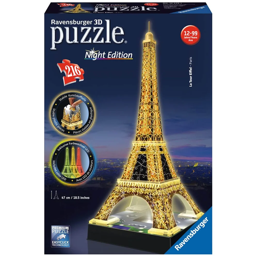 Ravensburger Eiffel Tower Night Edition 3D Jigsaw Puzzle (216 Pieces) Image 1