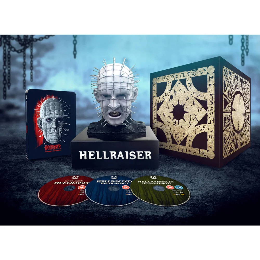 Pinhead Bust (27cm tall) & Hellraiser 1–3 - Zavvi Exclusive Steelbook Image 1