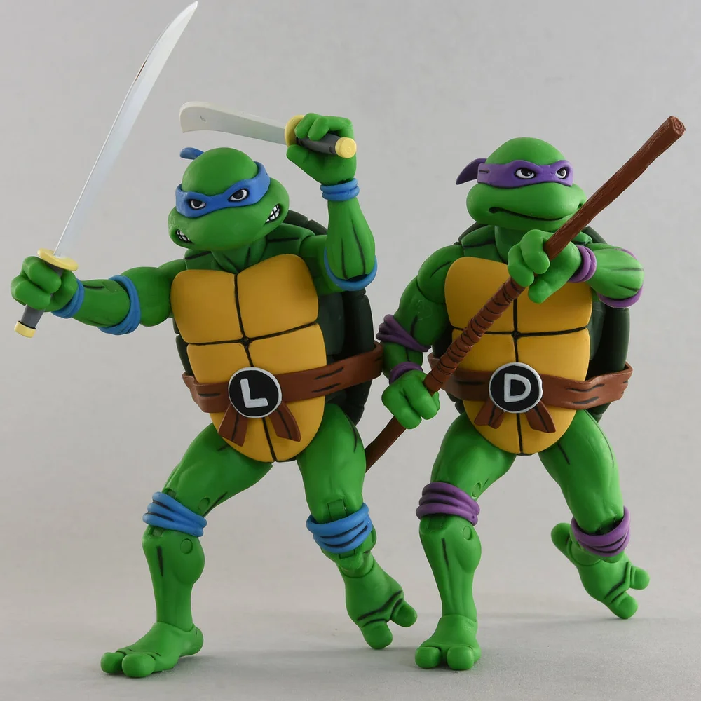 NECA Teenage Mutant Ninja Turtles Cartoon Series Leonardo and Donatello Action Figures 2 Pack Image 1