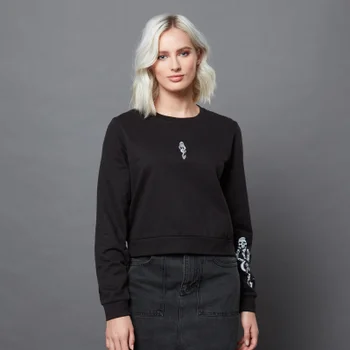 Harry Potter The Dark Arts The Dark Mark Tattoo Cropped Sweatshirt With Embroidery - Black