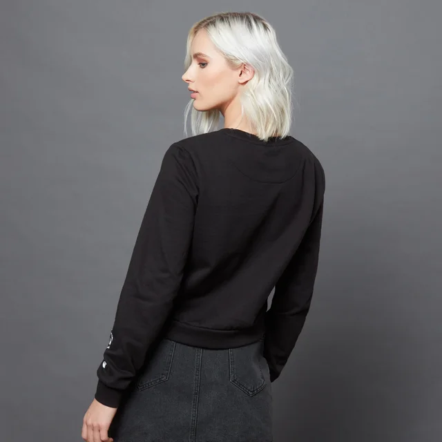 Harry Potter The Dark Arts The Dark Mark Tattoo Cropped Sweatshirt With Embroidery - Black