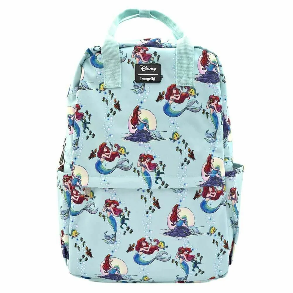 Loungefly Disney Ariel Scenes Aop Nylon Square Backpack Image 1