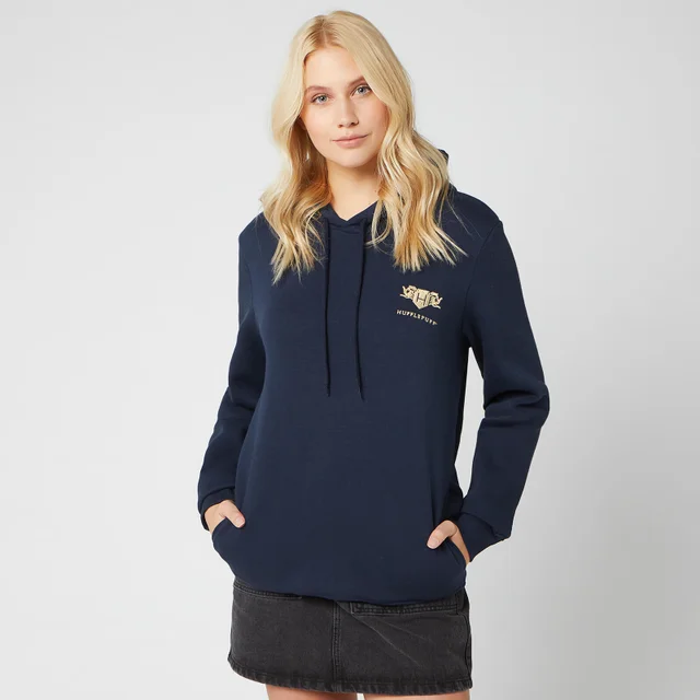 Harry Potter Hufflepuff Unisex Embroidered Hoodie - Navy