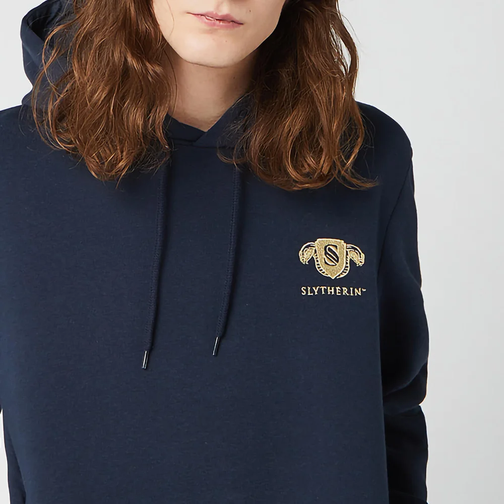 Harry Potter Slytherin Unisex Embroidered Hoodie - Navy - S Image 1