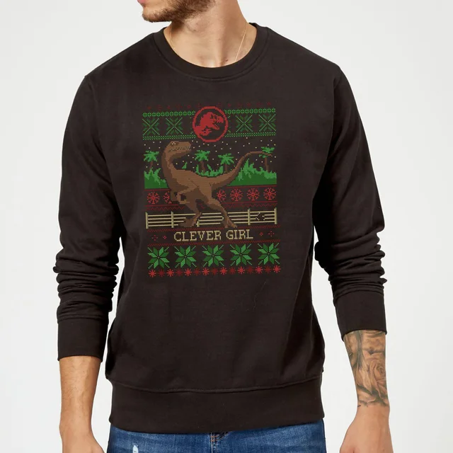 Jurassic Park Clever Girl Christmas Jumper - Black