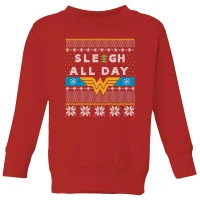 Wonder Woman 'Sleigh All Day Kids' Christmas Jumper - Red - undefined undefined