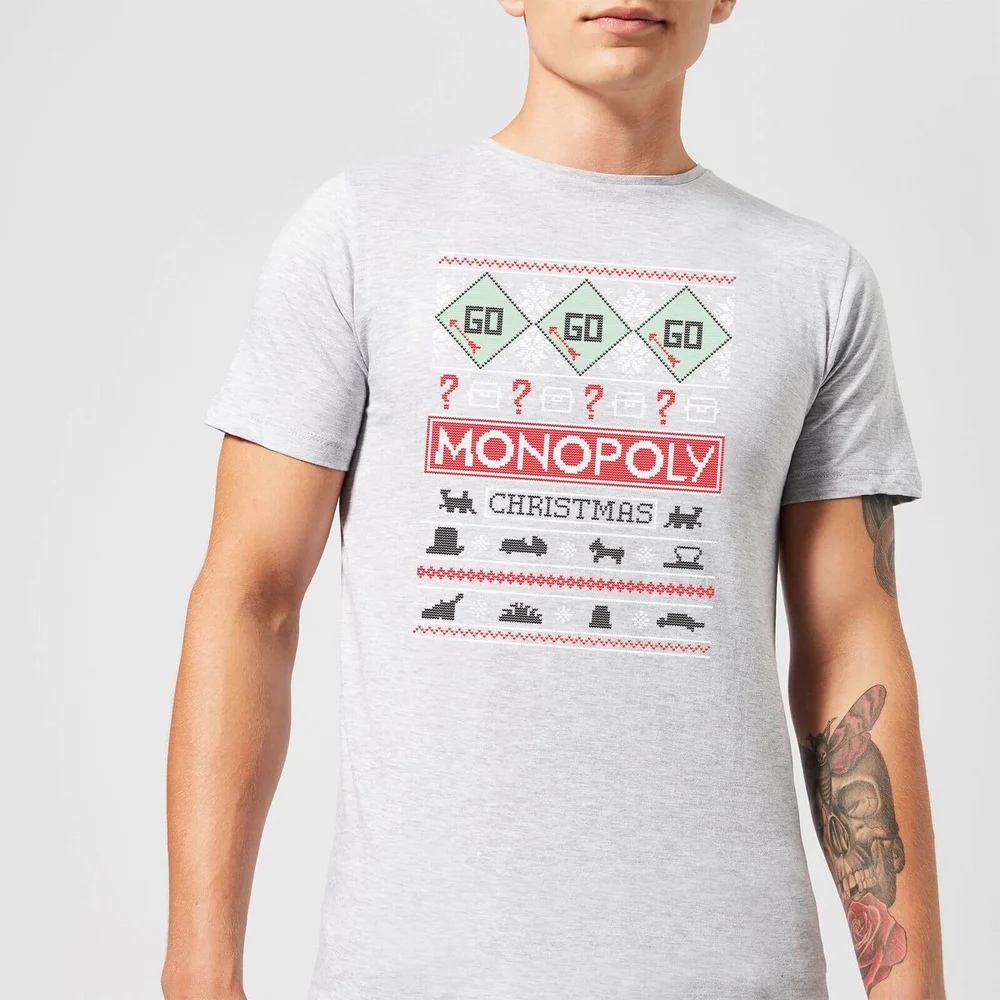 Monopoly Men's Christmas T-Shirt - Grey - S Image 1