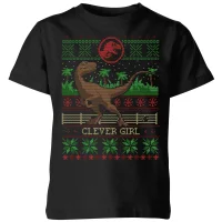 Jurassic Park Clever Girl Kids' Christmas T-Shirt - Black - undefined undefined