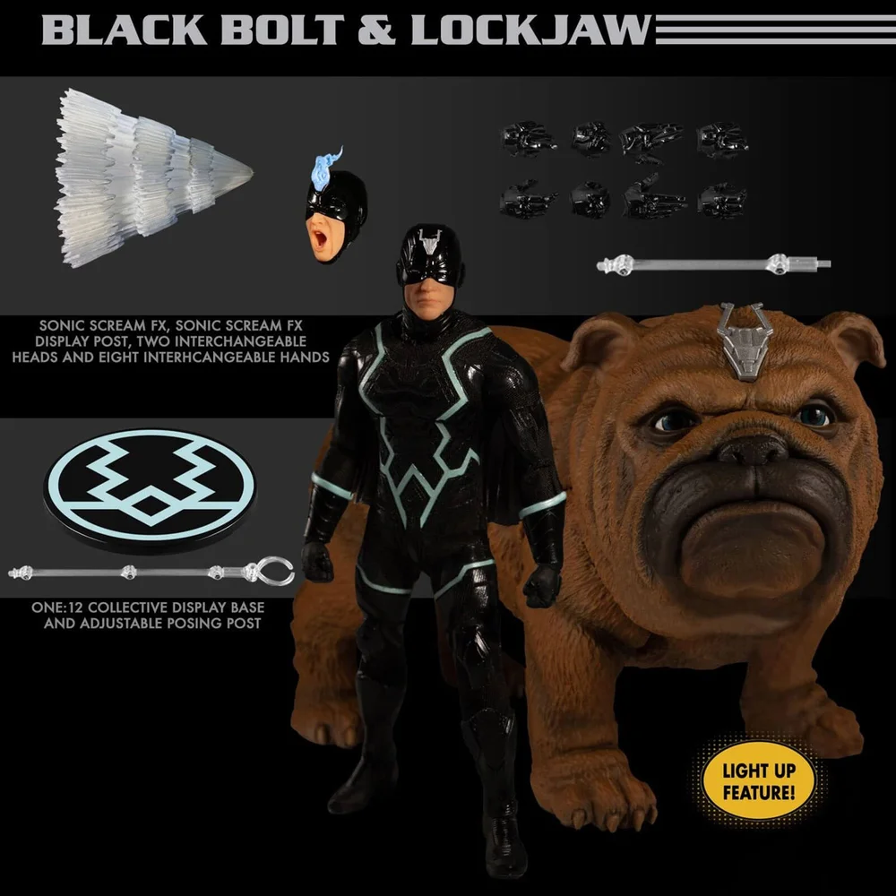 Mezco One:12 Collective Marvel Comics Black Bolt and Lockjaw Action Figure Set Image 1