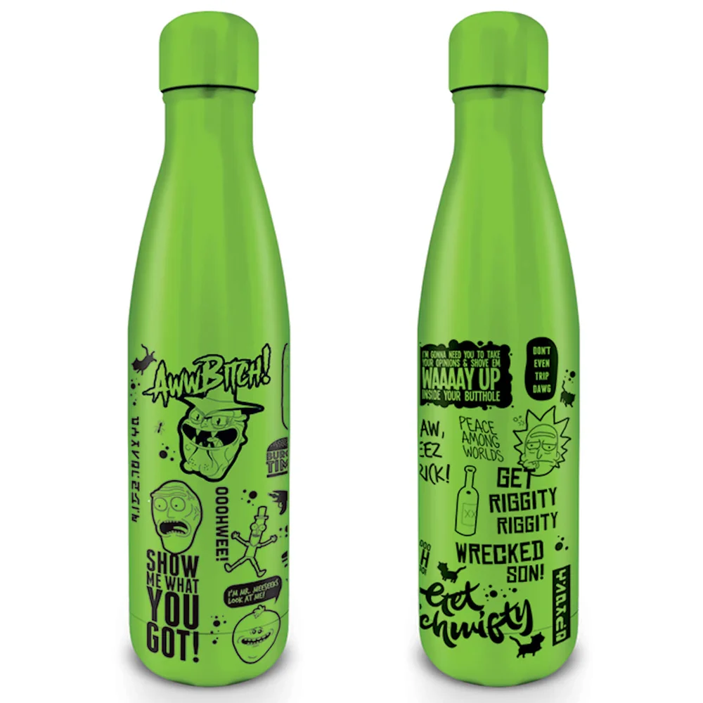 Rick and Morty (Quotes) Metal Drinks Bottle Image 1