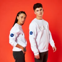 Nasa Metallic Logo Unisex Sweatshirt - White - undefined undefined