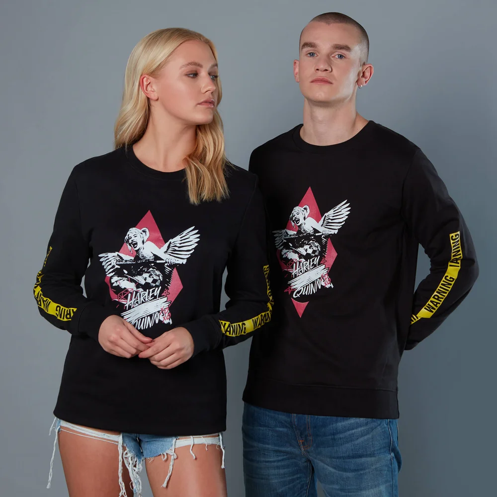 Yellow Warning Sleeve Unisex Birds of Prey Sweatshirt - Black - S Image 1