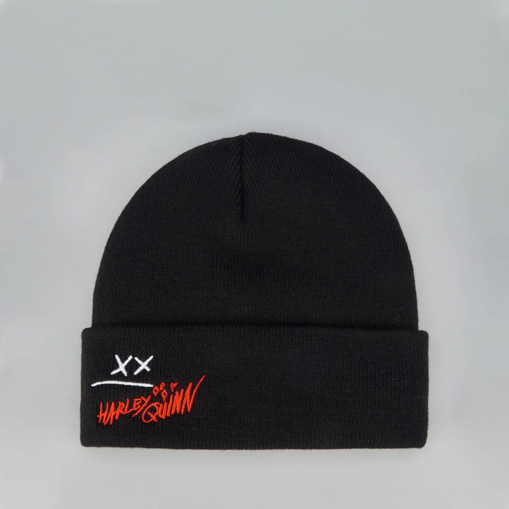 Harley Quinn Beanie Hat With Embroidery - Black Image 1