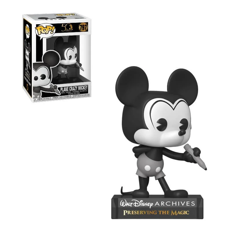 Disney Archives Plane Crazy Mickey Mouse Black & White Pop! Vinyl Figure Image 1