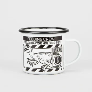 Jurassic Park Priimal Raptor Holding Pen Enamel Mug - White - Black Rim