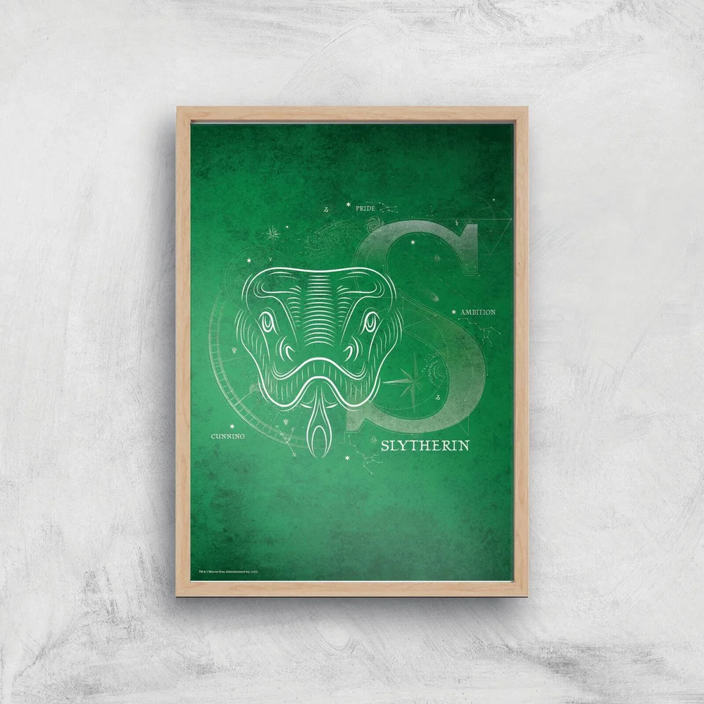 Harry Potter Slytherin Giclee Art Print - A4 - Wooden Frame Image 1