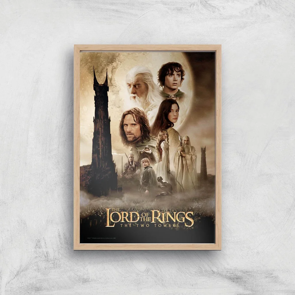 Lord Of The Rings: The Two Towers Giclee Art Print - A4 - Wooden Frame Image 1