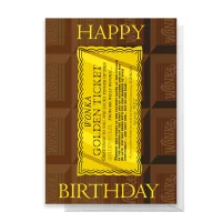 Willy Wonka Golden Ticket Birthday Greetings Card
