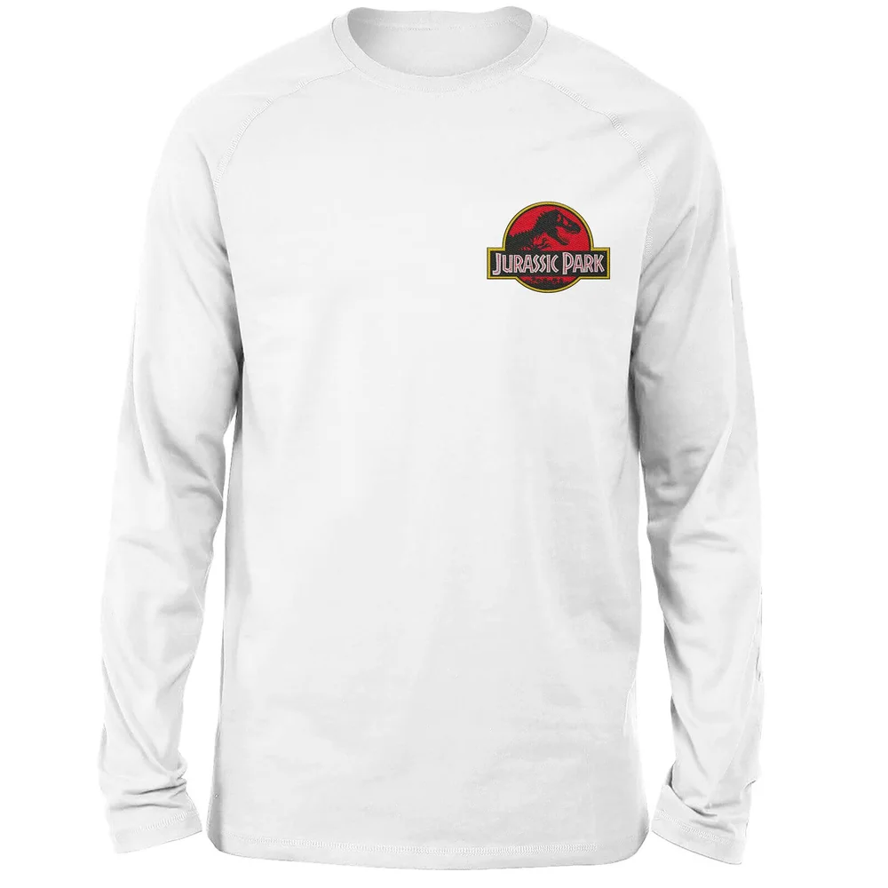 Jurassic Park Logo Embroidered Unisex Long Sleeved T-Shirt - White - S Image 1