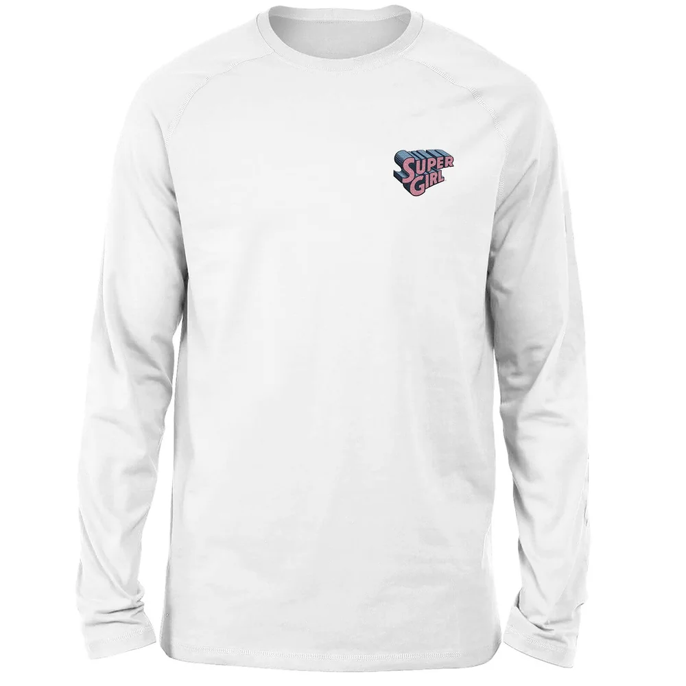 DC Super Girl Embroidered Unisex Long Sleeved T-Shirt - White - S Image 1