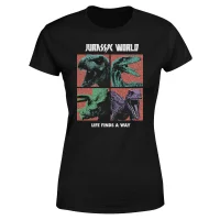 Jurassic Park World Four Colour Faces Women's T-Shirt - Black - undefined undefined
