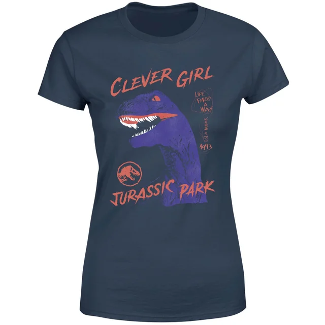 Jurassic Park Life Finds A Way Raptor Women's T-Shirt - Navy