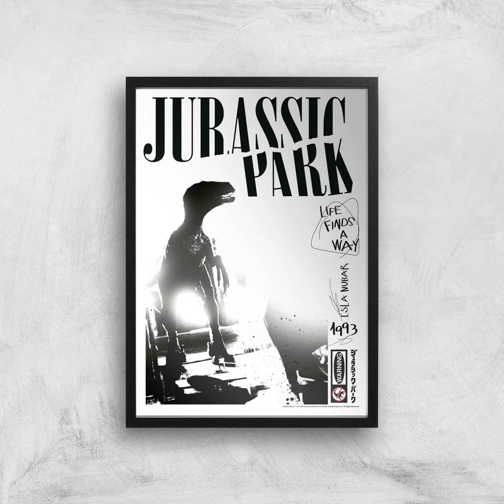 Jurassic Park Life Finds A Way Giclee Art Print - A3 - Black Frame Image 1