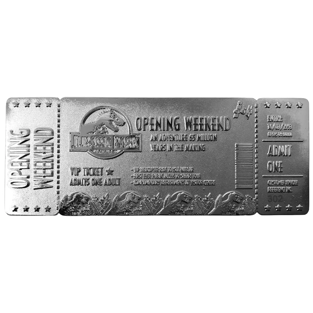 Jurassic Park Silver Plated Entrance Ticket Replica - Limited Edition Image 1