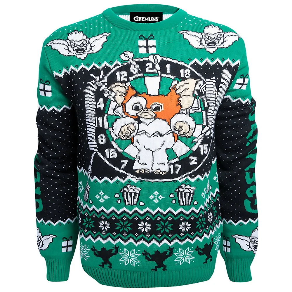 Gremlins Stripe Christmas Knitted Jumper - Navy - XS Image 1