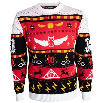 Harry Potter Hogwarts Christmas Knitted Jumper - Red