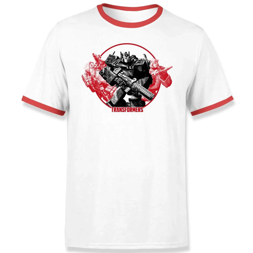Transformers Earthrise Retro Unisex Ringer T-Shirt - White / Red - S - White Image 1