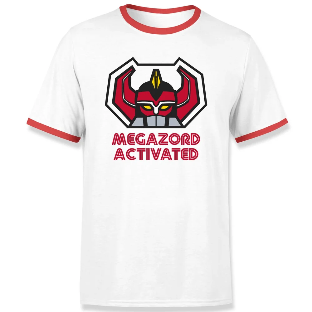 Power Rangers Megazord Activated Unisex T-Shirt - White / Red Ringer - S Image 1