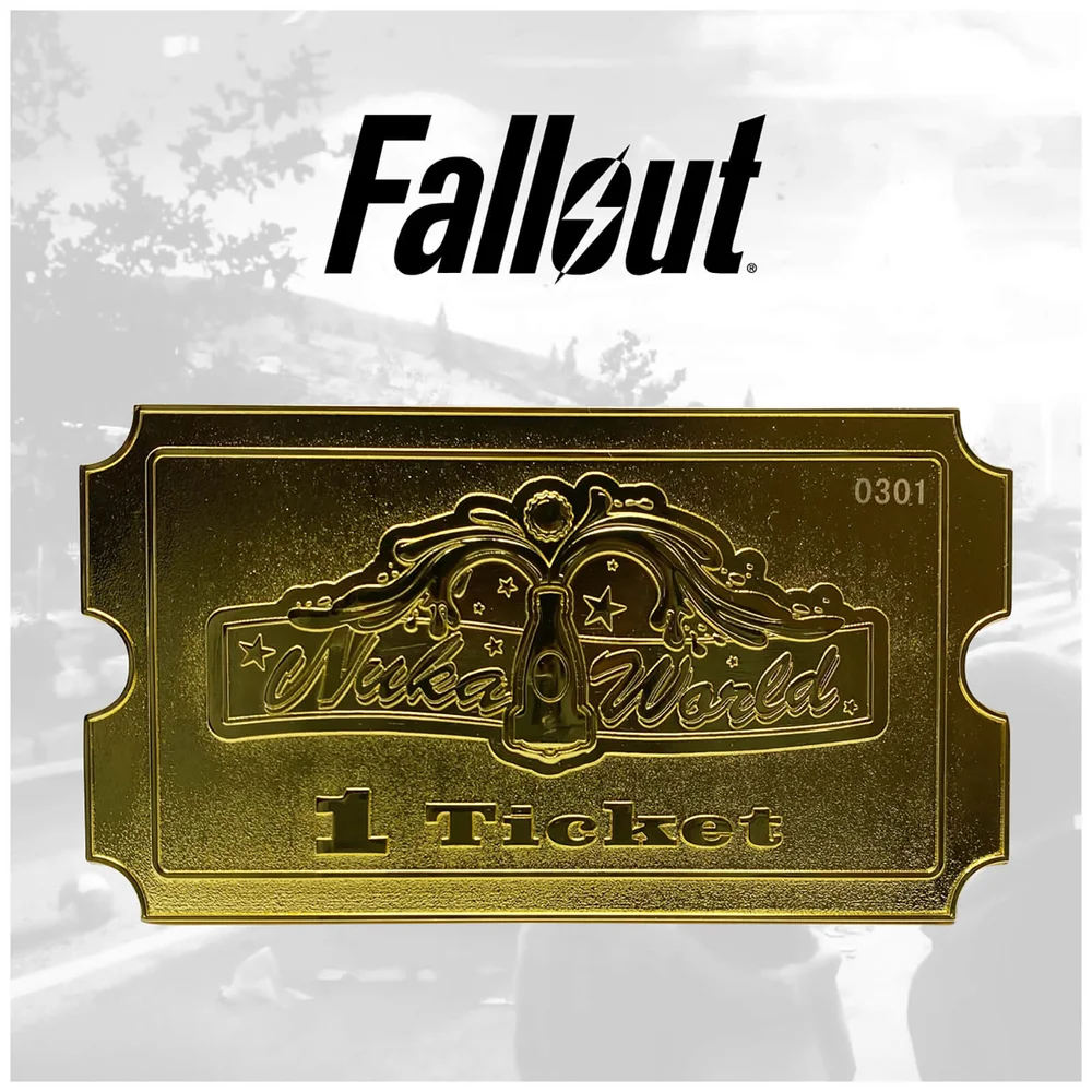 Fallout 24k Gold Plated Limited Edition Replica Nuka World Ticket Image 1
