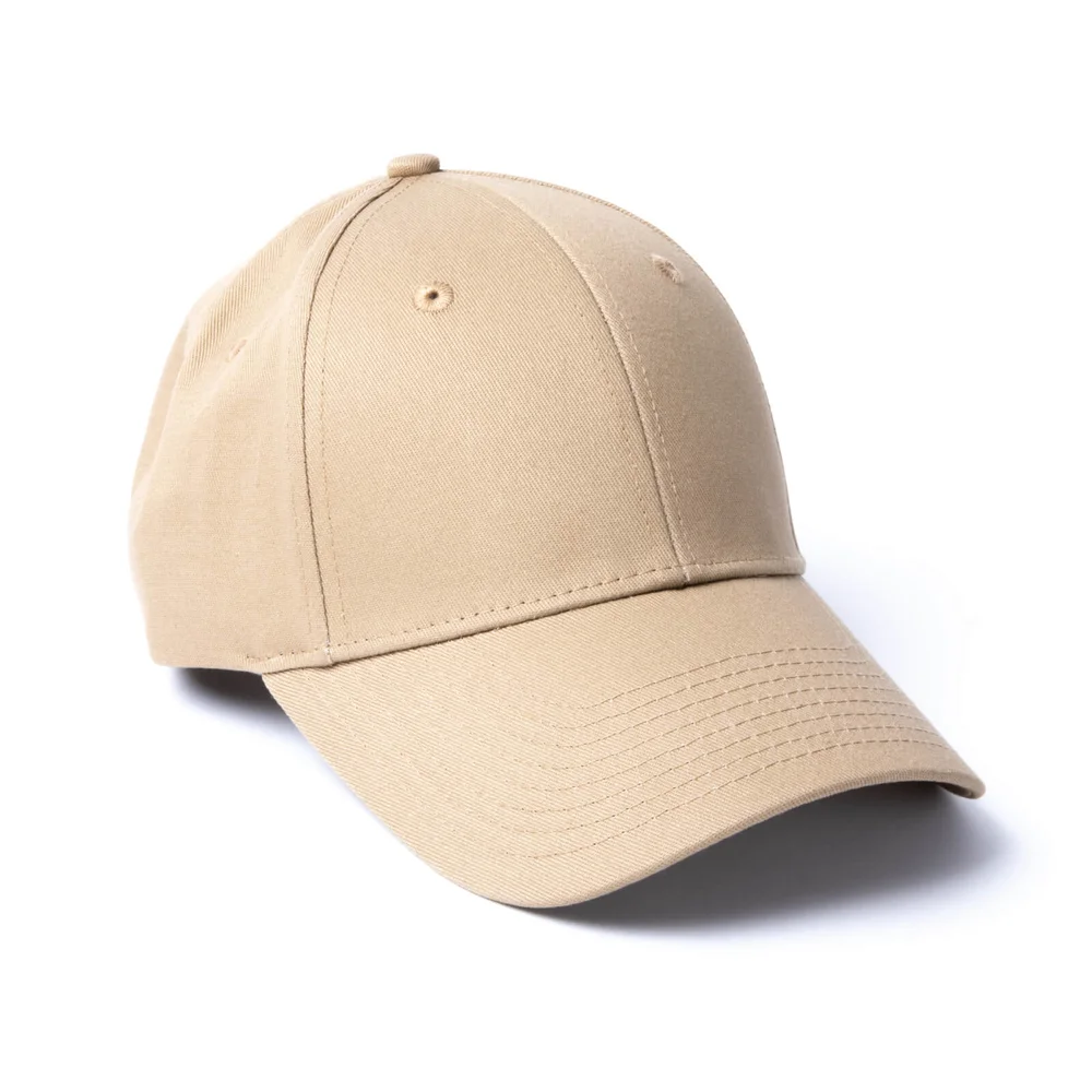 Milliner 6 Panel Cotton Baseball Cap Almond Mr Flat Embroidered Image 1