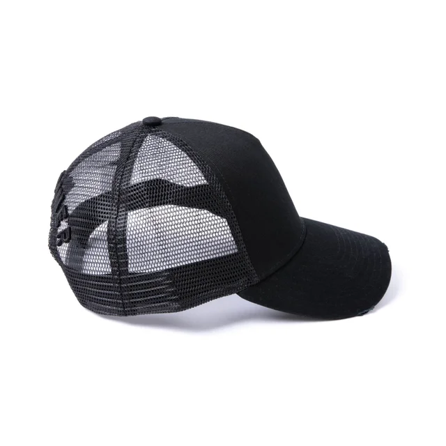 Milliner Plain Distressed Cotton Trucker Black