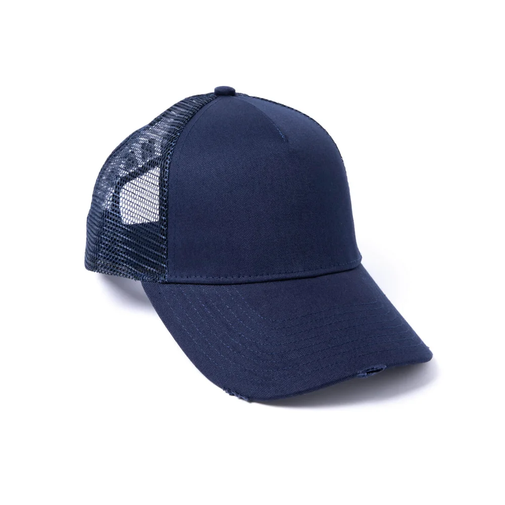 Milliner Plain Distressed Cotton Trucker Navy Image 1