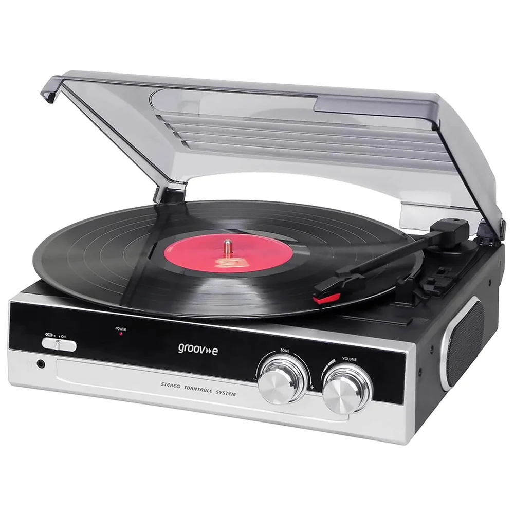 Groov-e GVTT01BK Vintage Vinyl Record Player with Built-in Speakers - Black Image 1