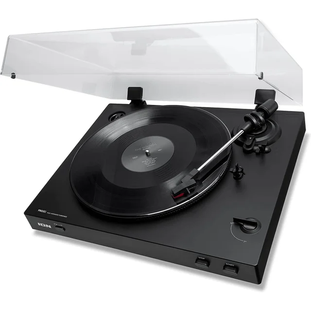 ION Audio Pro80 - Fully Automatic Turntable/Vinyl Record Player with 2 Playback Speeds, Quiet Belt-Drive System, Dustcover & Coaxial Audio Output