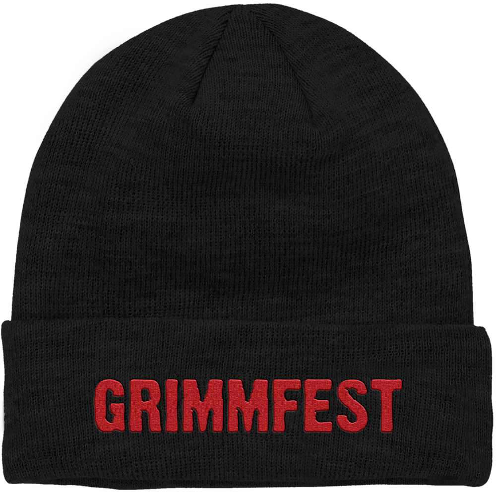 Grimmfest Font Logo Embroidered Beanie Image 1