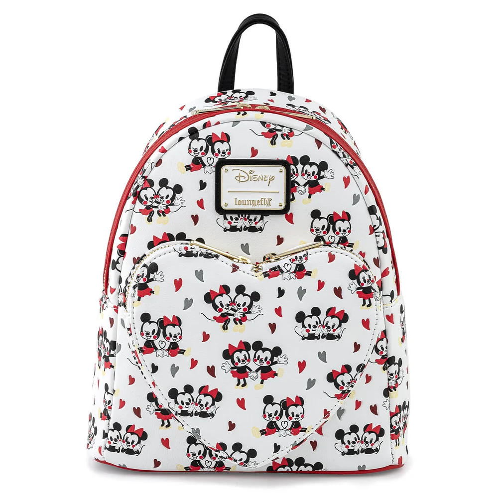 Loungefly Disney Mickey and Minnie Mouse Heart Aop Mini Backpack Image 1