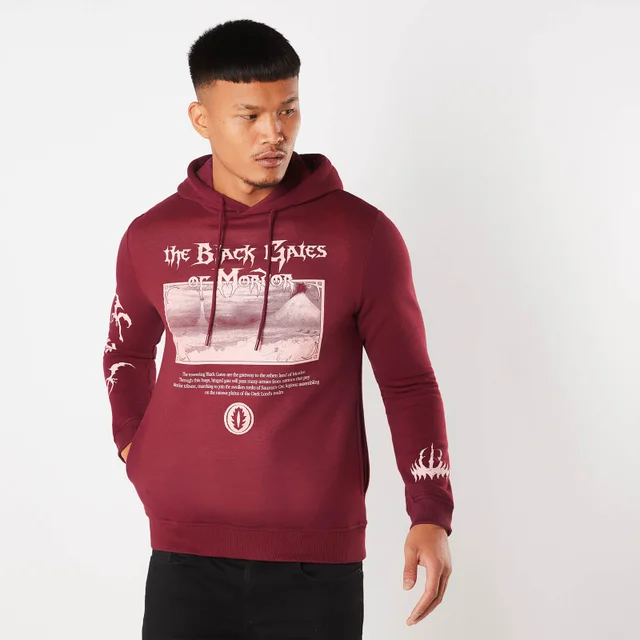 Lord Of The Rings The Black Gates Of Mordor Hoodie - Burgundy