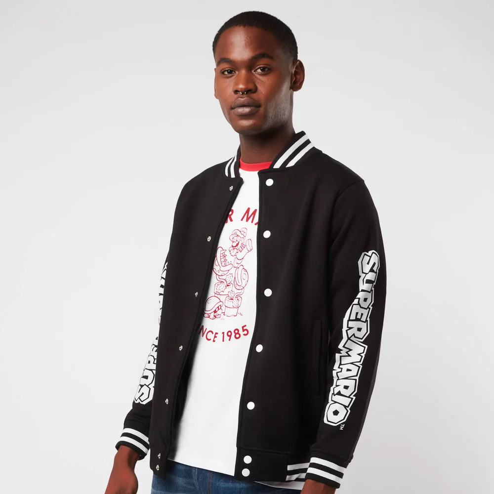 Nintendo Super Mario Limited Logo Unisex Varsity Jacket - Black - XL Image 1
