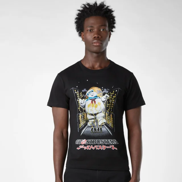 Ghostbusters Stay Puft Kanji Attack Men's T-Shirt - Black