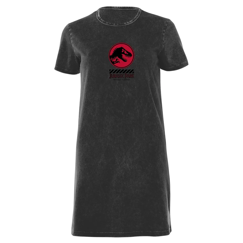 Jurassic Park Women's T-Shirt Dress - Black Acid Wash - M Image 1