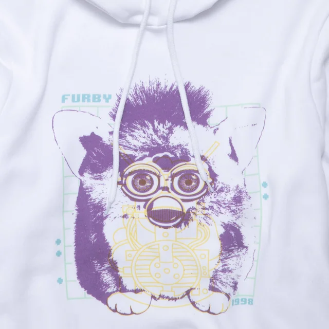Furby Blue Print Hoodie - White